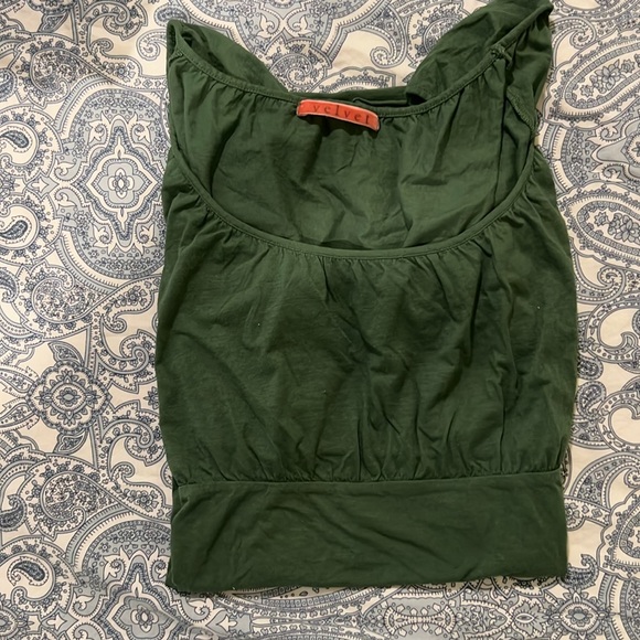 Anthropologie Bohemian Green Peasant Top by VELVET - Picture 2 of 4